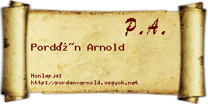 Pordán Arnold névjegykártya