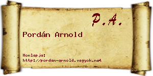 Pordán Arnold névjegykártya